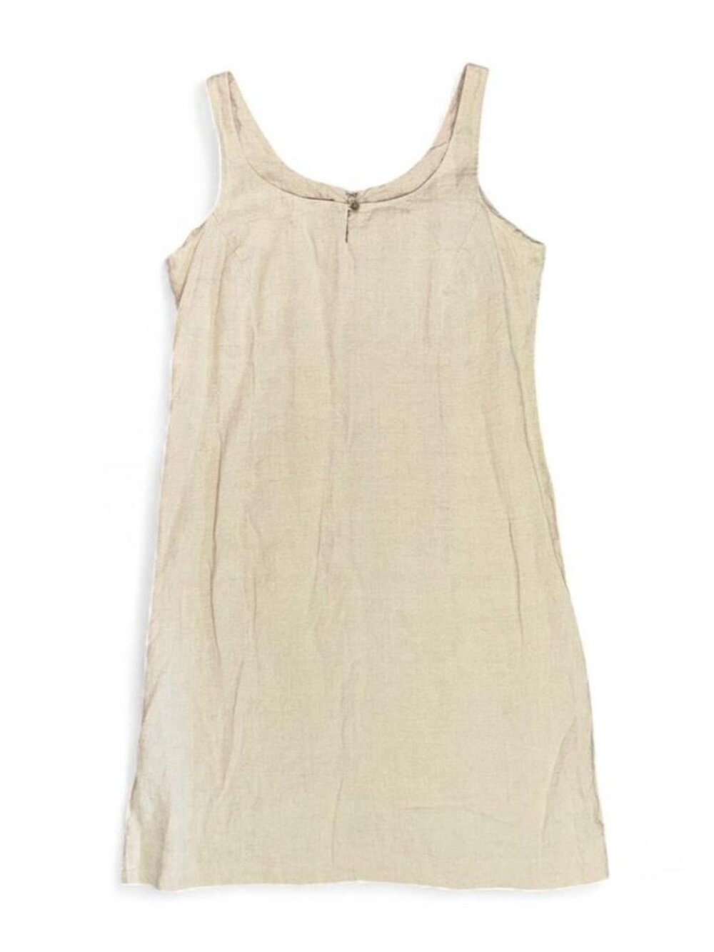 Rafaella Sport Vintage 90s Linen Tan Cream Short Mini Sleeveless Dress Button 10